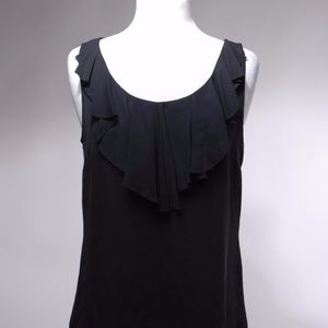 Tory Burch Black Silk Ruffle Tunic Blouse Top